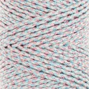 Cordoncino in cotone intrecciato da 2,5 mm - made in France - Multi Blue - Dorato rosa x1m