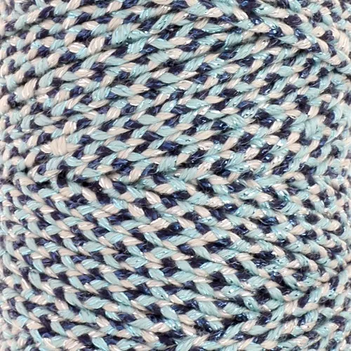 Cordoncino in cotone intrecciato da 3 mm - Made in France - Blu scuro - Azzurro x1m