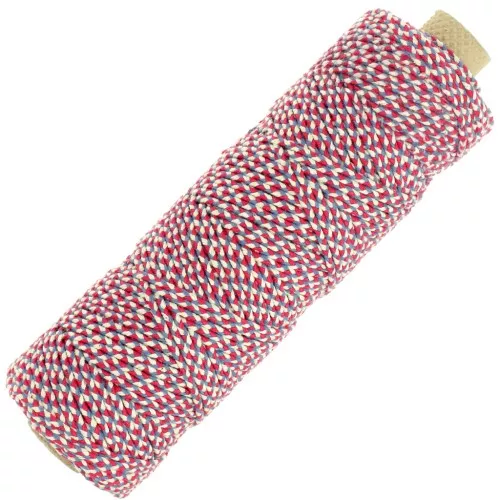 Bobina di corda di cotone intrecciata da 2,5 mm di fabbricazione francese - Tricolore x100 m