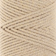 Bobina di corda di cotone intrecciata da 2,5 mm - made in France - Beige - Dorato x100m