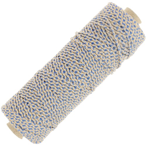 Bobina corda cotone intrecciato da 2,5 mm Made in France Beige Blu Dorato x100 m