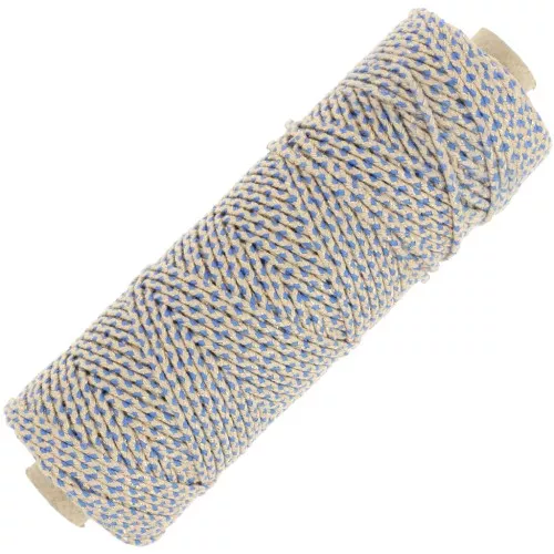 Bobina corda cotone intrecciato da 2,5 mm Made in France Beige Blu Dorato x100 m