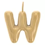 Pendente lettera alfabetica a sfera 23x20 mm - W - Acciaio inossidabile 304L Dorato x1