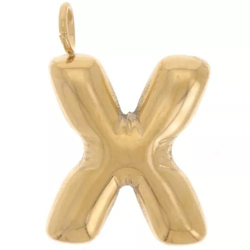Pendente lettera alfabeto a sfera 23x15 mm - X - Acciaio inossidabile 304L Dorato x1