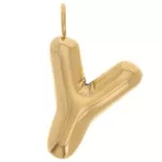 Pendente a forma di palla dell'alfabeto 22x15 mm - Y - Acciaio inossidabile 304L Dorato x1