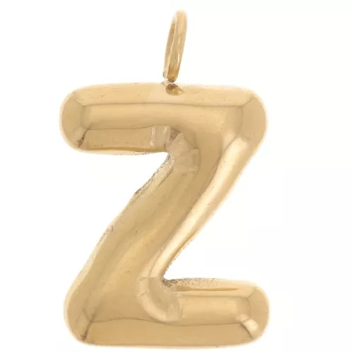 Pendente lettera alfabeto sfera 23x14 mm - Z - Acciaio inossidabile 304L Dorato x1