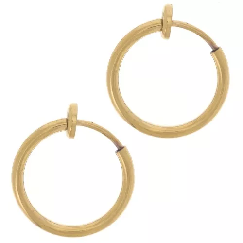 Mini orecchini a clip - Per orecchie non forate 15 mm - Acciaio inossidabile 304L Dorato x2