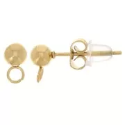 Orecchini a sfera 4 mm - anello perpendicolare - acciaio inossidabile 304L Dorato x20