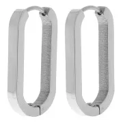 Orecchini cerchio ovale appiattito 25x14 mm - acciaio inox 304L x2