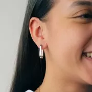 Orecchini cerchio ovale appiattito 25x14 mm - acciaio inox 304L x2