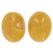 Perla di oliva in resina traslucida 24x19 mm - Giallo miele marmorizzato x1