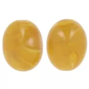 Perla di oliva in resina traslucida 24x19 mm - Giallo miele marmorizzato x1