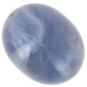 Perle olive en résine translucide 24x19 mm - Bleu gris marbré x1