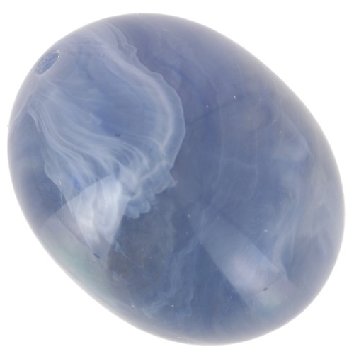 Perla d'oliva 24x19 mm in resina traslucida - Blu grigio marmorizzato x1