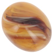 Perla di oliva 24x19 mm in resina traslucida - Albicocca marmorizzata x1