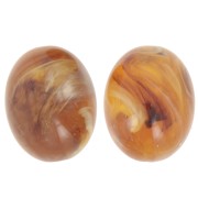 Perla di oliva 24x19 mm in resina traslucida - Albicocca marmorizzata x1