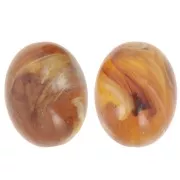 Perla di oliva 24x19 mm in resina traslucida - Albicocca marmorizzata x1
