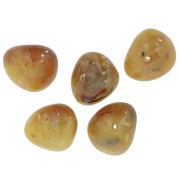 Perla “nuggets” 12x15 mm in resina traslucida - Ambra chiara marmorizzata x6