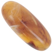 Perla oliva 34x14 mm in resina traslucida - Albicocca marmorizzata x1
