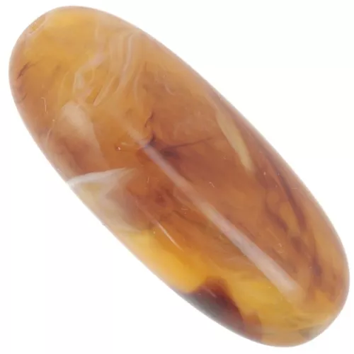 Perla oliva 34x14 mm in resina traslucida - Albicocca marmorizzata x1