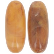 Perla oliva 34x14 mm in resina traslucida - Albicocca marmorizzata x1