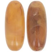Perla oliva 34x14 mm in resina traslucida - Albicocca marmorizzata x1