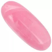 Perla di oliva 34x14 mm in resina traslucida - Rosa scuro marmorizzato x1