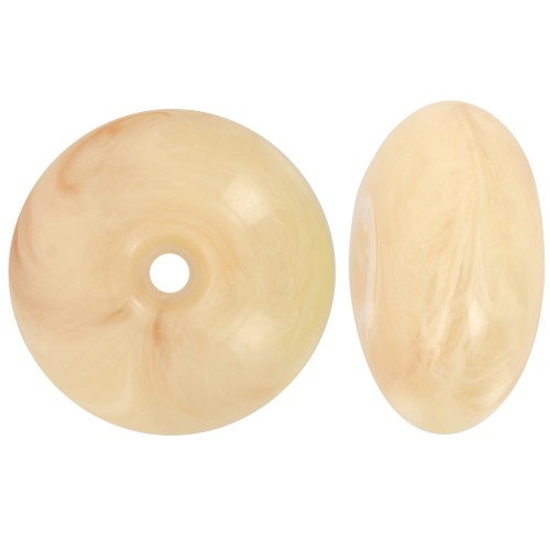 Perla rotonda 18x9 mm in resina traslucida - Beige - Rosé marmorizzato x1