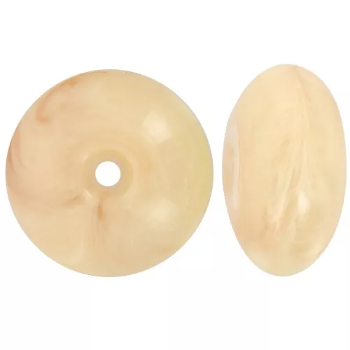 Perla rotonda 18x9 mm in resina traslucida - Beige - Rosé marmorizzato x1