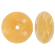 Perla rotonda 18x9 mm in resina traslucida - Giallo miele marmorizzato x1