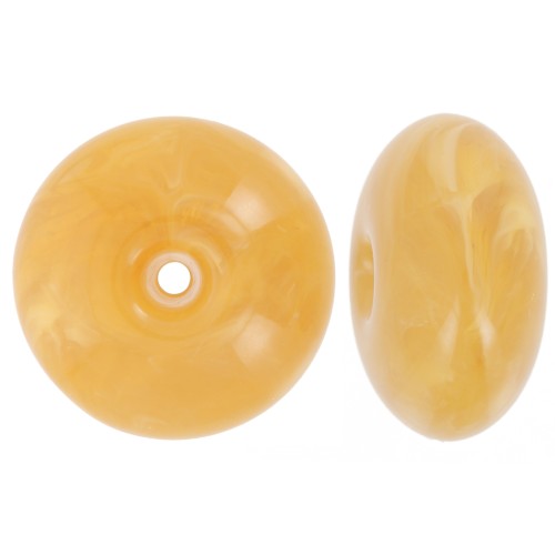 Perla rotonda 18x9 mm in resina traslucida - Giallo miele marmorizzato x1
