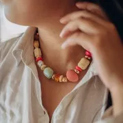 Perla rotonda in resina traslucida 18x9 mm - Giallo miele marmorizzato x1