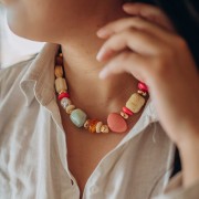 Perla rotonda in resina traslucida 18x9 mm - Blu smerigliato marmorizzato x1