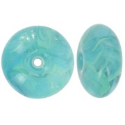Perla rotonda 18x9 mm in resina traslucida - Turchese marmorizzato verde x1