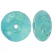 Perla rotonda 18x9 mm in resina traslucida - Turchese marmorizzato verde x1