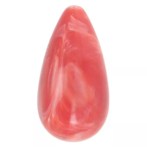 Perla in resina opaca 26x14 mm - Granatina marmorizzata x1