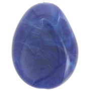 Perlina piatta irregolare 22x17 mm in resina opaca - Blu marino marmorizzato x1