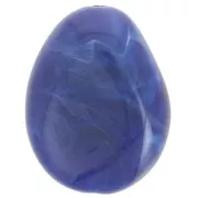 Perlina piatta irregolare 22x17 mm in resina opaca - Blu marino marmorizzato x1