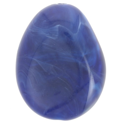 Perlina piatta irregolare 22x17 mm in resina opaca - Blu marino marmorizzato x1