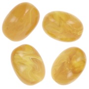 Perla oliva in resina traslucida 21x15 mm - Giallo miele marmorizzato x1
