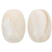 Perla in resina opaca oliva 21x15 mm - Marrone marmorizzato beige - Dorato x1