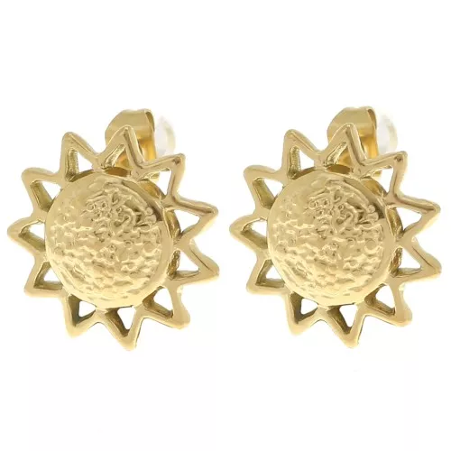 Orecchini martellati a raggiera 15 mm - Acciaio inossidabile 304L Dorato x2