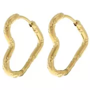 Orecchini cuore diamante 19x16 mm - Acciaio inossidabile 304L Dorato x2
