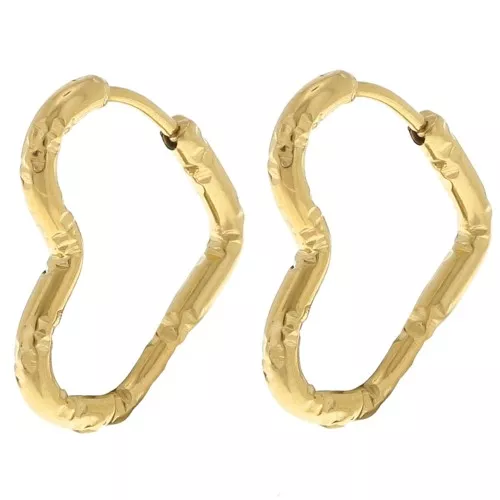 Orecchini cuore diamante 19x16 mm - Acciaio inossidabile 304L Dorato x2