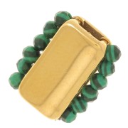 Perla rettangolare 11x6 mm per tessitura di perline - Acciaio inossidabile 304L Dorato x1