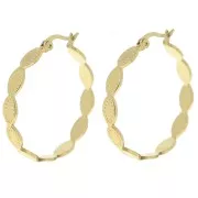 Cerchio rotondo aperto strutturato 32 mm - Acciaio inossidabile 304L Dorato x2