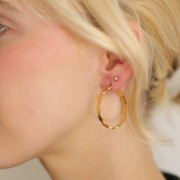 Cerchio rotondo aperto strutturato 32 mm - Acciaio inossidabile 304L Dorato x2