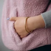 Bracciale ovale testurizzato - 5x160 mm - Acciaio inossidabile 304L Dorato x1