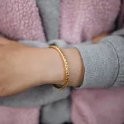 Bracciale ovale martellato - 5x160 mm - Acciaio inossidabile 304L Dorato x1