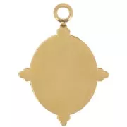 Pendente ovale 18x13 mm con resina epossidica - Acciaio inossidabile 304L Dorato - Colore crema x1